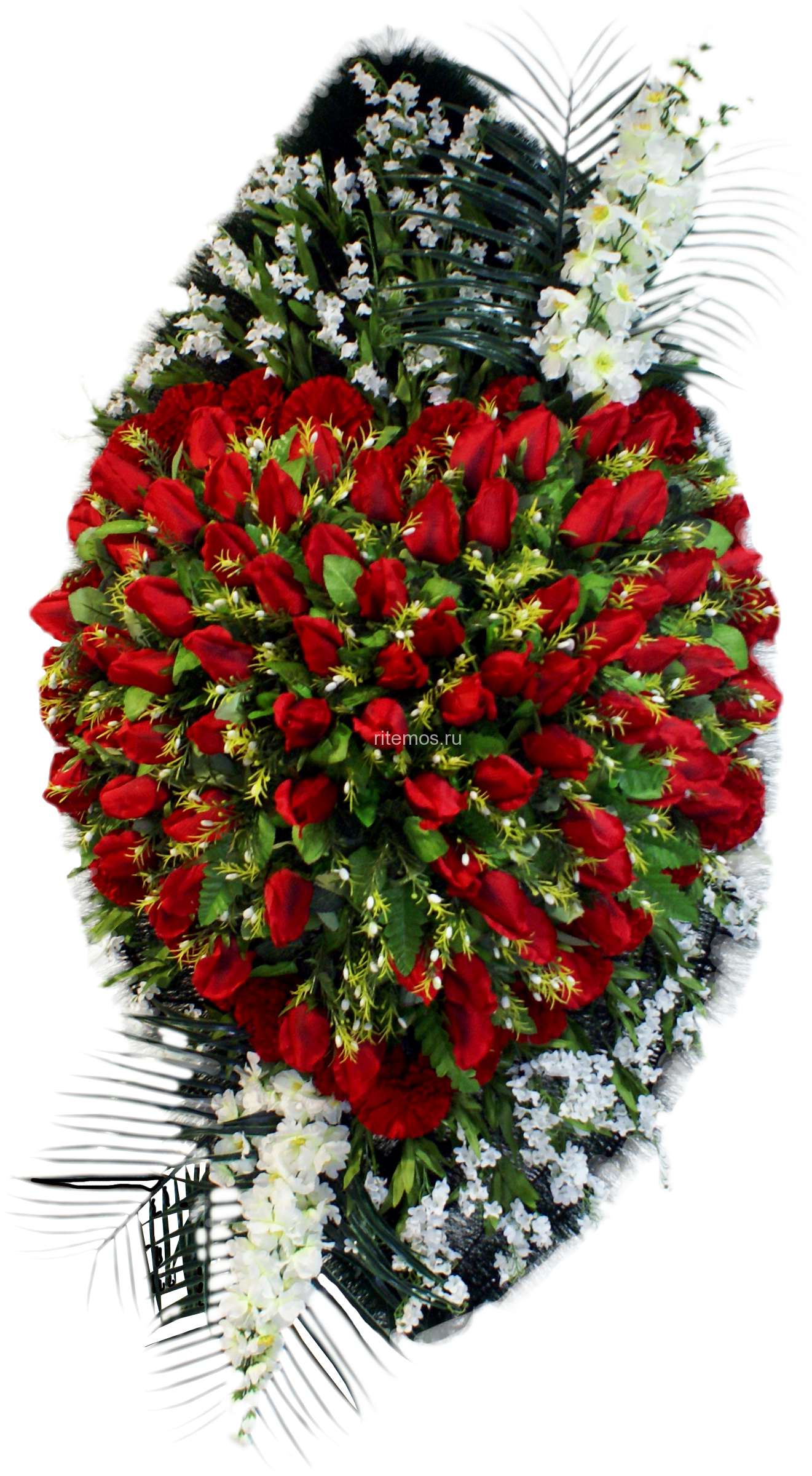 Венок ритуальный из искусственных цветов (67 фото)